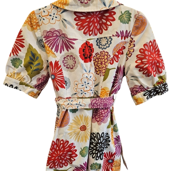 Ivy Jane Floral Button Belted Jacket Retro Vtg Womens - Picture 9 of 9